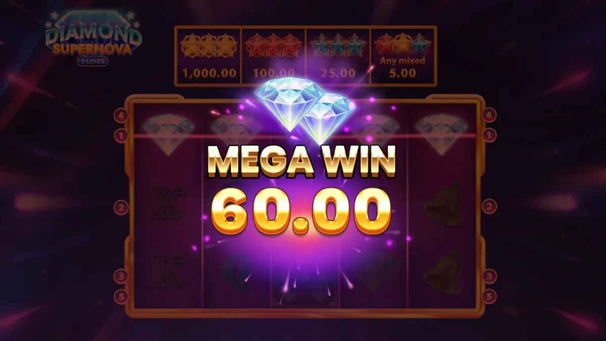 Tampilan visual slot Diamond Supernova dengan latar belakang ruang angkasa